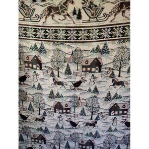 Coming Home Winter Scene Woven Tapestry Holiday Throw‎ Blanket 66" x 54"